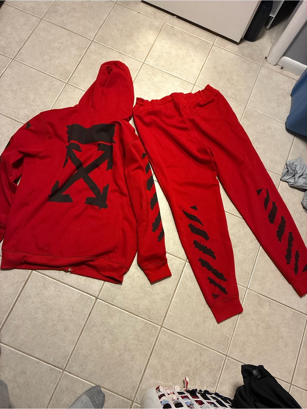Kids Red Hoodie & Jogger Pajama Set with Black Graphic